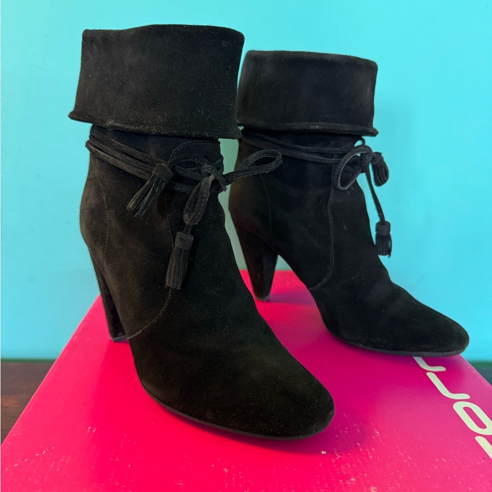 Fornarina Black Suede Ankle Boot Size 37 EUC